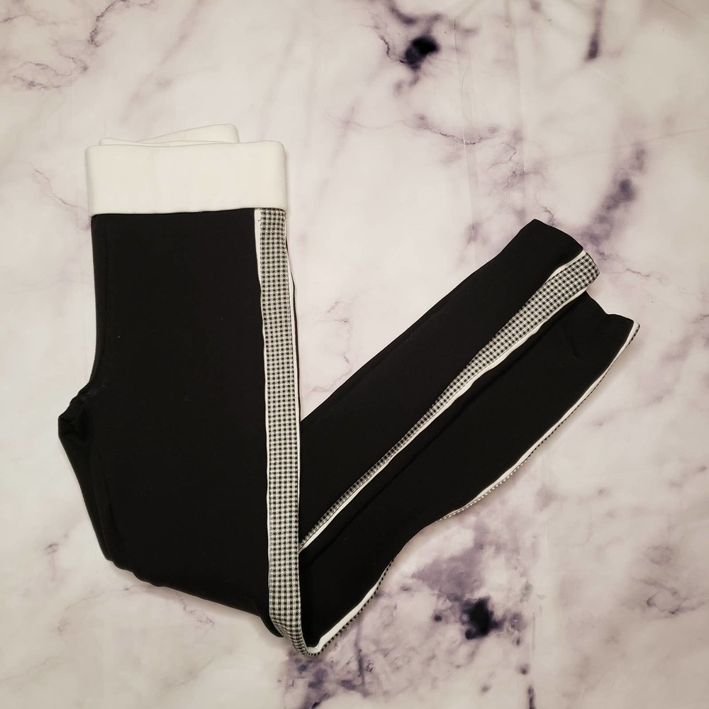 ZARA black with gingham side panel pants XS - Picture 1 of 7